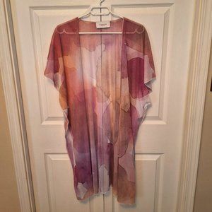 Custom Chiffon Watercolor Pink & Purple Bubbles Le Galeriste Kimono Duster